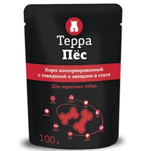 Консервы Терра Пёс для собак с говядиной и овощами в соусе, 100 г