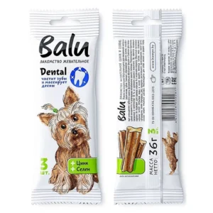 Лакомство BALU жевательное для собак малых и средних пород, с цинком, селеном, 36гр, 3шт