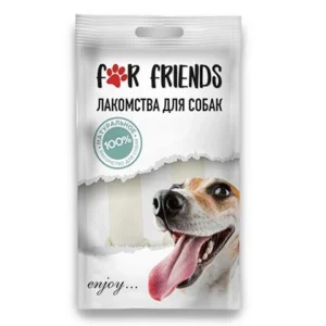 Лакомство For Friends для собак кость узловая с кальцием (белая) 3", 7,5 см., 2 шт