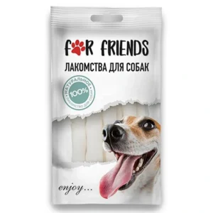Лакомство For Friends для собак палочки крученые с кальцием (белые) 5″, 12,5 см., 5 шт